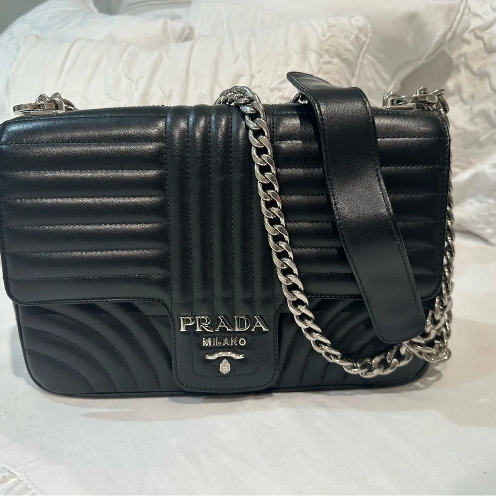 Prada Pattina Black Soft Calf Impun Handbag. - Picture 1 of 9
